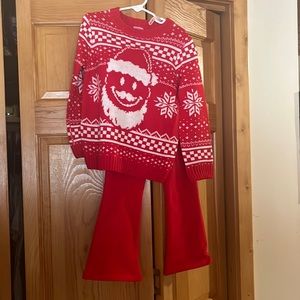 4-5 toddler Santa sweater & pants red and white